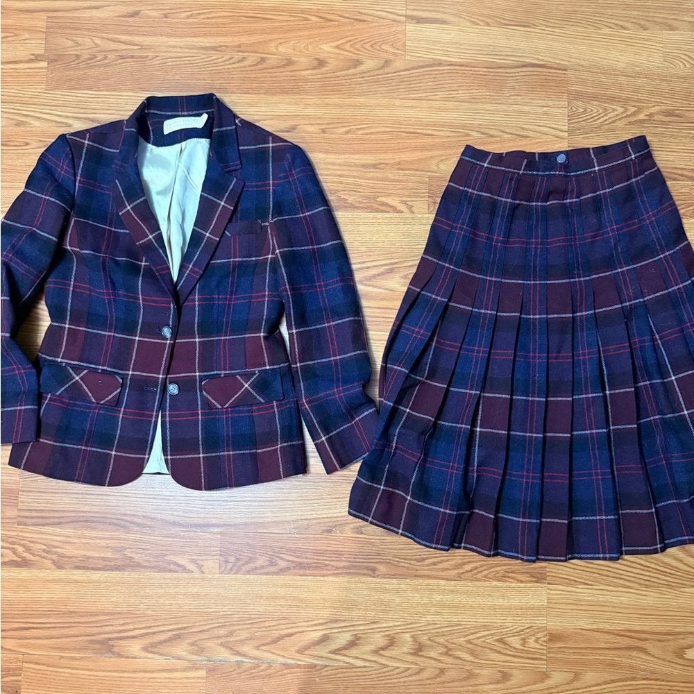 Pendleton Navy and Burgundy Plaid Wool Jacket